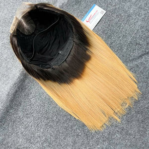 Pelucas Bob vietnamitas extensión de cabello humano hueso recto Ombre y cierre de encaje de color naranja 2x4 encaje transparente - Product Image 4