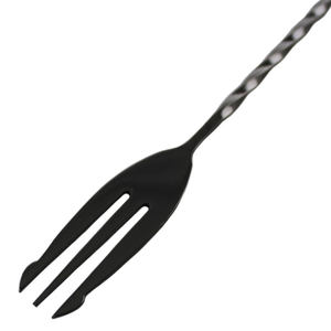 Cuchara de barra de acero inoxidable negra de lujo con diseño de gota de agua de mango largo Trident para mezclar cócteles para el hogar Bar Restaurante - Product Image 2
