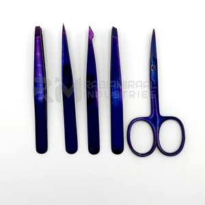 RMI Ensemble de pinces à sourcils couleur plasma violet de marque privée en acier inoxydable de qualité supérieure/Kit de sourcils Ciseaux à sourcils - Product Image 1