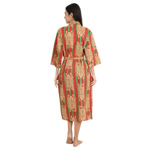 Hand-Printed Bandeau <b>Kimono</b> House Robe Luxury <b>Beach</b> Vacation Lightweight Yacht with Leopard Motif Soft XS Size - Product Image 6