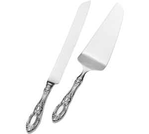 Juego de servidor de pastel de madera de diseño único con cuchillo de servidor de pastel de 2 piezas Diseño moderno de lujo ecológico para uso en Mesa - Product Image 1