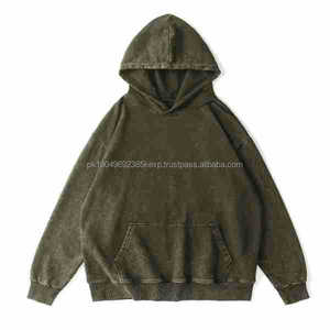 Sudadera con Capucha Extra Grande para Hombre de Alta Calidad, 350g, Lavado Vintage, Teñido con Cera, Lazos Grandes, Algodón Grueso - Product Image 5