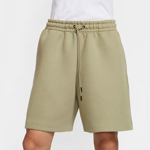 Shorts chauds mi-longs en polaire technique bleue écologique pour homme avec cordon de serrage, personnalisation du logo et motif uni, style streetwear - Product Image 5