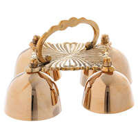 Cloche en laiton 4 carillons finition dorée avec oiseaux et branches conception cloche de prière pour église temple culte usage spirituel décor à la maison
