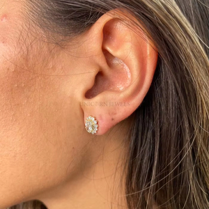 Élégantes boucles d'oreilles en or 10k 14k 18k avec diamants de laboratoire certifiés IGI, pièce de bijouterie finie à la main en or jaune, rose et blanc, création de designer - Product Image 3