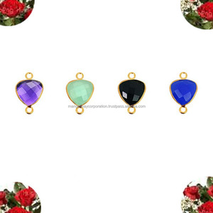 ขั้วต่อพลอยควอทซ์สีน้ำเงินที่ออกแบบได้ตามต้องการมีแบรนด์ยอดนิยมหินเงินชุบทองรูปแปดเหลี่ยม - Product Image 4