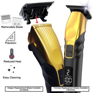 Tondeuse professionnelle sans fil 2-en-1 pour barbier, 2 vitesses, tondeuse à cheveux et à barbe, lames amovibles, affichage facile de la batterie, professionnelle - Product Image 5