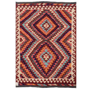 Alfombra Kilim de Maimana, Afganistán, 129 x 90 cm, Arte Mural, Alfombra Decorativa - Product Image 1