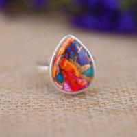 Meilleures ventes : Perle en forme de poire 12x16mm, mélange Mohave, turquoise cuivrée, en argent sterling 925, sertie clos en rhodium, style bohème, pour mariage et fête