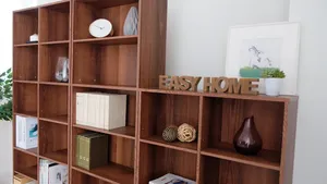 Walnut Color 6-Grid Open Book Shelves Cube Organizer Wooden <b>Bookcase</b> - Product Image 3