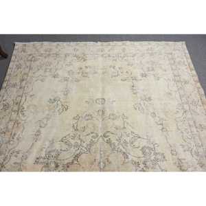 Tapis de 5,9 x 9,6 pieds, grand tapis turc, tapis blanc uni - Product Image 4