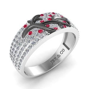 Bague de mariage de branche à tige large en argent 925 avec diamant rond de style antique pour femmes, mode de luxe au prix de gros - Product Image 4