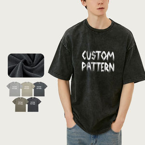 T-shirt unisexe de luxe 280 GSM en polyester/coton, coupe oversize, délavé à l'acide, manches courtes, haute qualité, vente en gros - Product Image 2