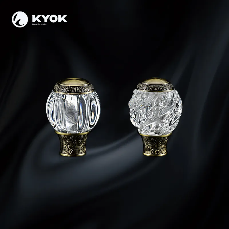 Kyok – embouts de rideaux classiques montés en cristal, double tringles à rideaux avec supports et accessoires, fabricant chinois