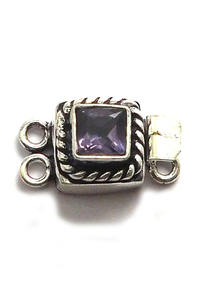 Piedra preciosa amatista 1 hebra, 2 y 3 hebras cierre de caja antiguo Starling plateado 19X10X8MM Cierre de fabricación de joyas B809 - Product Image 4