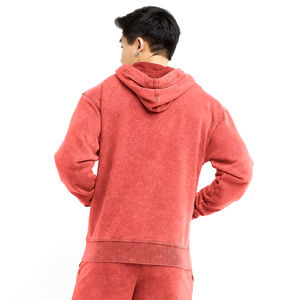 Vente en gros 2024 sweats à capuche délavés à l'acide pour hommes 100% coton lourd respirant confortable couleur unie grande taille - Product Image 2