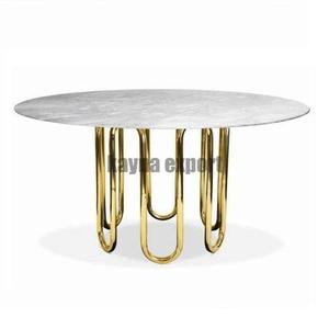 Mesa de Centro Moderna para Sala de Estar con Marco de Metal Dorado de Diseño Simple y Tapa de Mármol Móvil - Product Image 6