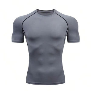 เสื้อยืดออกกำลังกายผู้ชาย คอโอ แขนสั้น ทรงปกติ ผ้าสแปนเด็กซ์/โพลีเอสเตอร์ คุณภาพสูง แห้งเร็ว ปรับแต่งโลโก้ด้านหน้าได้ - Product Image 3