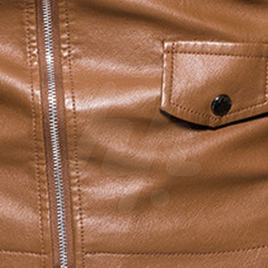 Chaqueta de Cuero Genuino para Hombre, Transpirable, Corte Ajustado, Cuello Alto, Moda de Invierno - Product Image 6