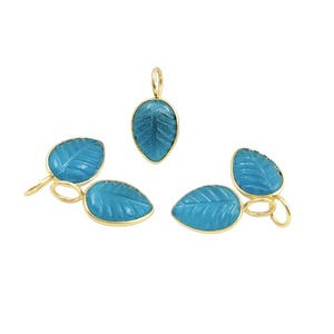 Appatite Cuarzo Forma de hoja Colgante Tallado a mano Piedra preciosa natural 925 Plata de ley Chapado en oro 10x14mm Certificado por terceros - Product Image 4