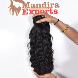 Extensions de cheveux humains Remy indiens vierges non traités, 100% naturels, couleur noire, ondulés, en lots, vente en gros, de fournisseurs de temple, 10-32 pouces - Product Image 3