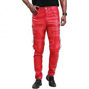 Pantalones de hombre rectos curvos a rayas 100% Material de alta calidad pantalones de cuero para hombre al por mayor pantalones de cuero originales para hombre - Product Image 4