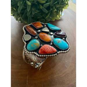 E. Richards Fashion <b>Cuff</b> <b>Bracelet</b> Multi-Stone & Sterling <b>Silver</b> - Product Image 3