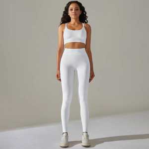 Ropa de fitness de cintura alta para mujer, conjunto de yoga para correr, gimnasio, patrón sólido, venta al por mayor - Product Image 5