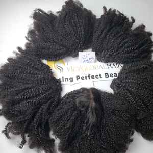 Couleur noire Afro crépus bouclés Clip In/Double trame Extensions de cheveux vrais cheveux humains cheveux vietnamiens bruts - Product Image 3