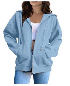 Sudadera con capucha y sudadera para mujer, sudadera con capucha y cremallera de manga larga para mujer, logotipo personalizado y color sólido a precio económico - Product Image 1