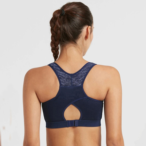 High Quality Women's Fitness Sports Bra Solid Color Double Layers Sexy Triangle Stitching <b>Mesh</b> Gym Sportswear XL <b>Size</b> Logo Back - Product Image 3