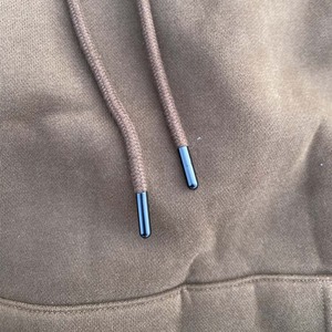 Haute qualité hommes gris foncé/marron couleur unie grande taille rétro Street Style sweat à capuche veste coupe ample haut 2025 - Product Image 4