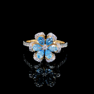 Anillo de compromiso de lujo con diamante de corte pera cultivado en laboratorio, banda de oro amarillo macizo de 14k con pulido brillante, 1 quilate, joyería fina. - Product Image 1