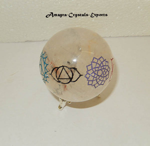 Ágata Cristal Cuarzo Grabado Reiki Esfera Bolas de ágata de alta calidad Venta al por mayor Comprar en línea de Amayra Crystals Exports India - Product Image 4