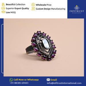 แหวนเพชรโมอิสสำหรับผู้หญิงประดับด้วยพลอยทับทิมสีแดงทำมือคุณภาพสูงดีไซน์ตามสั่ง - Product Image 2