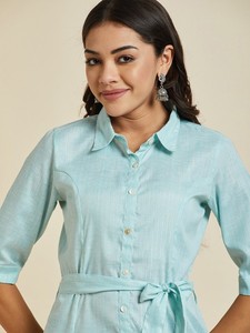 การสนทนาการพิมพ์เสื้อคอปกผ้าฝ้าย A-Line Kurta สําหรับผู้หญิงแฟชั่นอินเดียผ้าฝ้ายทําด้วยมือ Kurta ชุดยาวสุภาพสตรี - Product Image 5