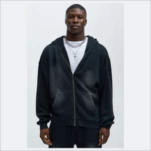 Haute Qualité Goutte D'épaule Soleil Fade Hoodies De Luxe Blancs Logo Personnalisé Patch Applique Brodé Vintage Wash Sun Fade Hoodies - Product Image 5