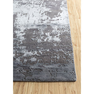 Tapis Kavi gris et noir noué à la main en laine et soie de bambou, épaisseur 10 mm, motif abstrait rectangulaire pour la maison, le couloir, projet Error Esk-431 - Product Image 4