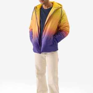 Chaqueta Acolchada con Capucha para Hombre, Color Degradado, Resistente al Viento, Relleno de Poliéster, Informal, para Otoño, Corte Regular, Cierre de Cremallera - Product Image 4