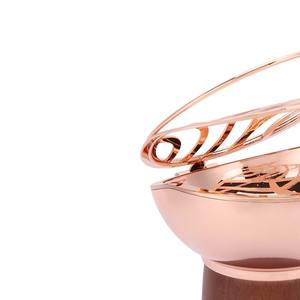 Luxury Rose Gold Metal & <b>Wooden</b> Bakhoor Incense <b>Burner</b> With Modern Lid Design Arabic Middle Eastern Home Decor Gift - Product Image 4