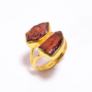 Bague en argent sterling 925 plaqué or, cyanite bleue naturelle, citrine, pierre précieuse améthyste Bague en argent 925, exportateur de bijoux en argent - Product Image 6