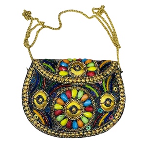 Bolso de mano de metal de latón con mosaico de moda para mujer, cierre abierto, forro de nailon, correa única, último diseño 2024, venta al por mayor - Product Image 1