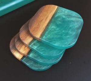 Posavasos de té de resina epoxi y madera con logotipo personalizado, posavasos decorativo para té, juego de posavasos para beber, accesorios de cocina, alfombrillas y almohadillas - Product Image 5