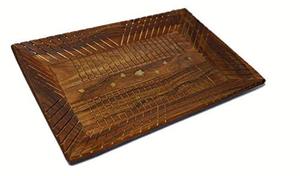 Bandeja de servicio de madera decorativa hecha a mano para regalo Bandeja de servicio de madera pulida para acabado de superficie lisa Madera de mango rústico - Product Image 2