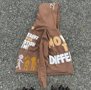 เสื้อฮู้ดตัวสั้นของผู้ชายผ้าฝ้าย100% ผ้าเทอร์รี่ฝรั่งเศสพร้อม3D สำหรับพิมพ์พัฟและโลโก้ตามสั่งเย็บปักพลอยเทียมเย็บริม - Product Image 5