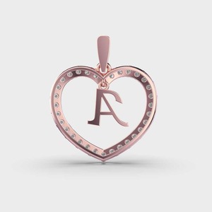 Pendentif en forme de cœur avec initiale en diamant cultivé en laboratoire certifié IGI, en or rose/jaune et blanc 9 carats, collier personnalisé avec alphabet pour femmes - Product Image 3