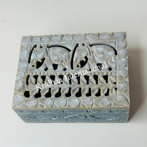 Alta calidad hecho a mano rectángulo mármol esteatita tallado joyero estilo moderno mejor precio al por mayor - Product Image 6