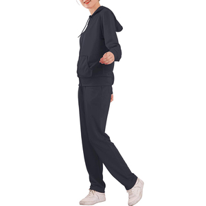 Customized Logo Sporty Solid Women's for Wear 2-Piece Sweatsuit <b>Set</b> with Drawstring Sweatshirt and Sweatpants - Product Image 5