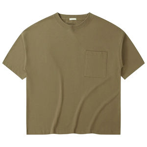 Nueva llegada de verano fibra de bambú y mezcla de algodón cuello redondo Casual estampado patrón sólido Camiseta de punto para hombres suave y cómodo - Product Image 4