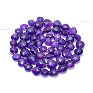 Cuentas Facetadas de Amatista AAA+ de 7mm-9mm, Cuentas de Corazón Briolette, Piedras Preciosas Semipreciosas de Amatista Natural Rara, Cuentas Elegantes para Joyería - Product Image 2